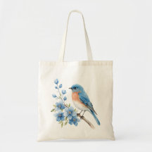 Blauer Vogel mit blauen Blumen