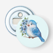 Blauer Vogel mit Blume Flaschenöffner (Vorderseite)