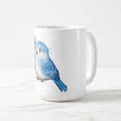 Blauer Vogel mit Blume Kaffeetasse (VorderseiteRechts)