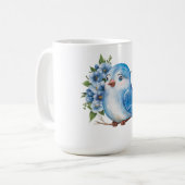 Blauer Vogel mit Blume Kaffeetasse (Vorderseite Links)