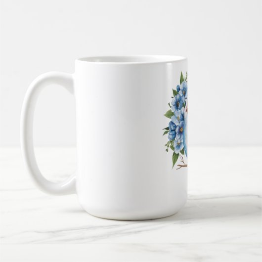 Blauer Vogel mit Blume Kaffeetasse (Links)