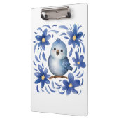 Blauer Vogel mit Blumen Klemmbrett (Links)