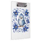 Blauer Vogel mit Blumen Klemmbrett (Rechts)