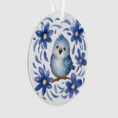 Blauer Vogel mit Blumen Ornament (Vorderseite)