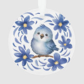 Blauer Vogel mit Blumen Ornament (Rückseite)