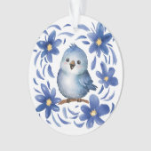 Blauer Vogel mit Blumen Ornament (Vorderseite)