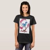 Blauer Vogel mit Kirschblüten T-Shirt (Vorne ganz)