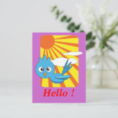 Blauer Vogel mit Sonnenschein Postkarte (Stehend Vorderseite)
