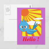 Blauer Vogel mit Sonnenschein Postkarte (Vorne/Hinten)