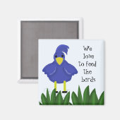 Blauer Vogel mit süßer Aufschrift Magnet (Vorderseite/Rückseite)