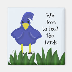 Blauer Vogel mit süßer Aufschrift Magnet