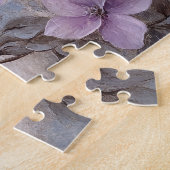 Blauer Vogel mit violetten Blumen Puzzle (Seite)