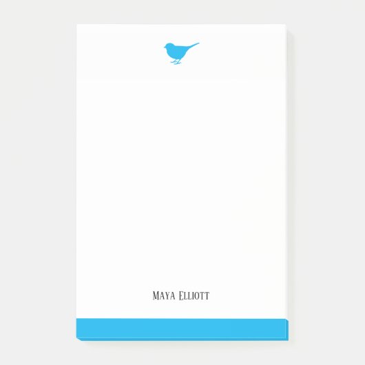 Blauer Vogel mit weißem und leuchtendem Himmel, Gr Post-it Klebezettel (Vorderseite)