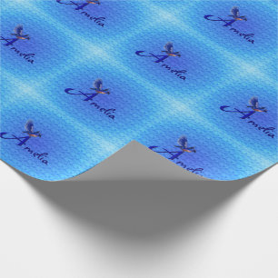 Blauer Vogel Monogramm Anfangsbuchstabe A Personal Geschenkpapier