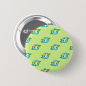 Blauer Vogel Nester farbenfrohe Eier Grüne Blätter Button (Vorne & Hinten)