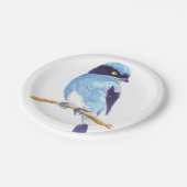 Blauer Vogel Pappteller (Schrägansicht)