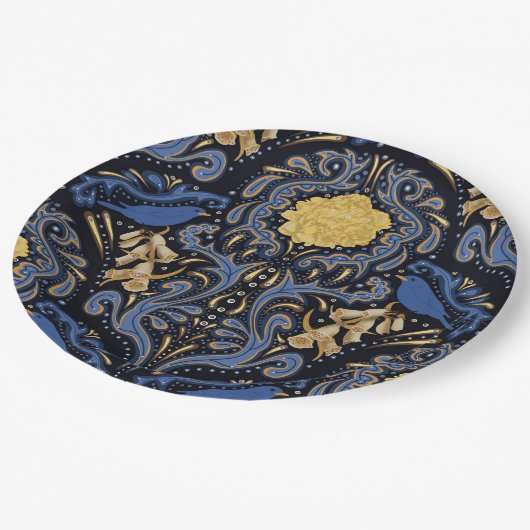 Blauer Vogel Pappteller (Schrägansicht)