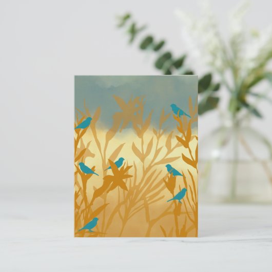 Blauer Vogel Postkarte (Stehend Vorderseite)