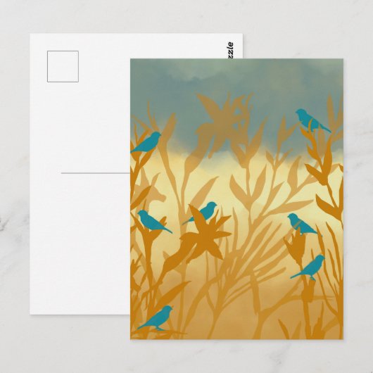 Blauer Vogel Postkarte (Vorne/Hinten)