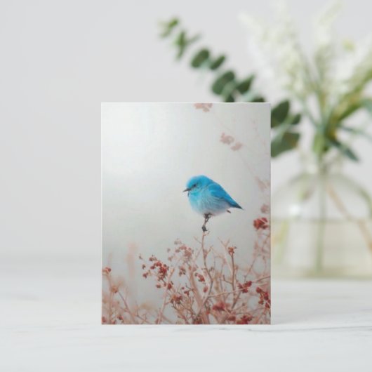 Blauer Vogel Postkarte (Stehend Vorderseite)