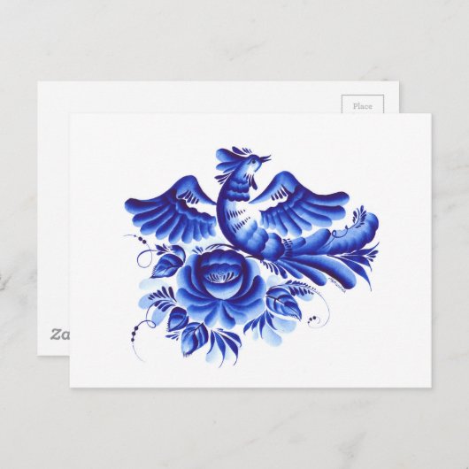 Blauer Vogel Postkarte (Vorne/Hinten)