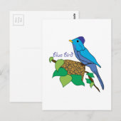 Blauer Vogel Postkarte (Vorne/Hinten)