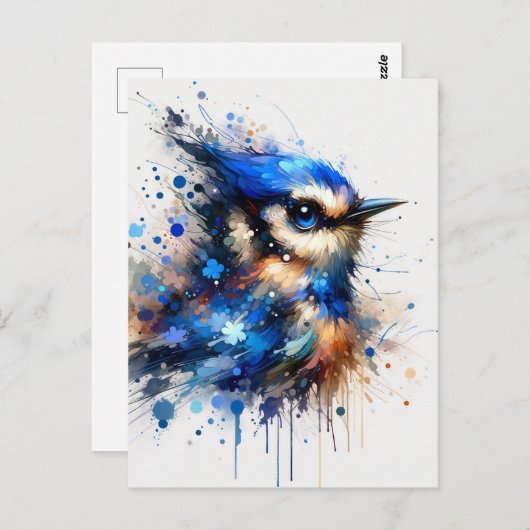 Blauer Vogel, Postüberquerung Postkarte (Vorne/Hinten)
