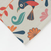 Blauer Vogel rote Blume Fleecedecke (Ecke)
