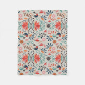 Blauer Vogel rote Blume Fleecedecke (Vorderseite)