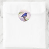Blauer Vogel Runder Aufkleber (Tasche)