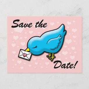 Blauer Vogel Save the Date Ankündigungspostkarte