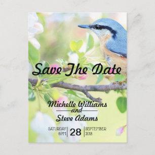 Blauer Vogel Save the Date Ankündigungspostkarte