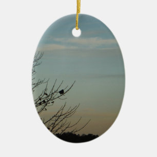 Blauer Vogel-Silhouette Pulver-blauer Himmel Keramikornament