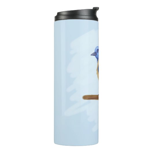 Blauer Vogel Thermosbecher (Nach links gedreht)