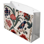 Blauer Vogel und Blumenbeutel Große Geschenktüte (Rückseite Schrägansicht)