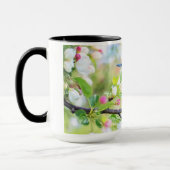 Blauer Vogel und Blüten von Apple Tasse (Links)