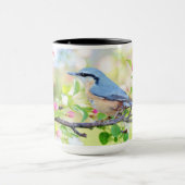 Blauer Vogel und Blüten von Apple Tasse (Zentrum)