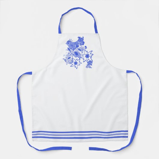 Blauer Vogel und Edelweiss Schürze (Vorderseite)