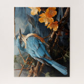 Blauer Vogel und Gelbe Blumen Puzzle (Vertikal)