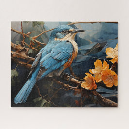 Blauer Vogel und Gelbe Blumen Puzzle