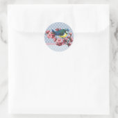Blauer Vogel und Kirschblossom Runder Aufkleber (Tasche)