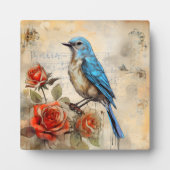 Blauer Vogel und Rose 1 Fotoplatte (Vorderseite)