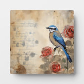 Blauer Vogel und Rose 3 Fotoplatte (Vorderseite)