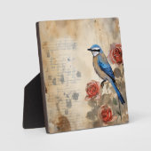 Blauer Vogel und Rose 3 Fotoplatte (Vorderseite)