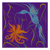 Blauer Vogel und Vogel des Paradieses Poster (Vorderseite)