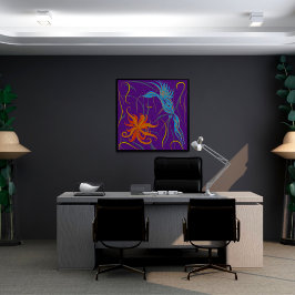 Blauer Vogel und Vogel des Paradieses Poster