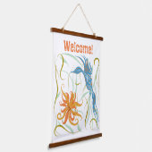 Blauer Vogel und Vogel des Paradieses Wandteppich Mit Holzrahmen (Gewinkelt)