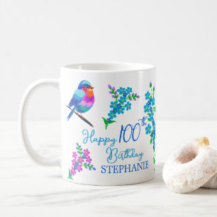 Blauer Vogel Vergiss mich nicht blutig 100. Geburt Kaffeetasse