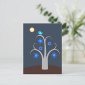 Blauer Vogel, Vollmond-Postkarte Postkarte (Stehend Vorderseite)