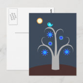 Blauer Vogel, Vollmond-Postkarte Postkarte (Vorne/Hinten)